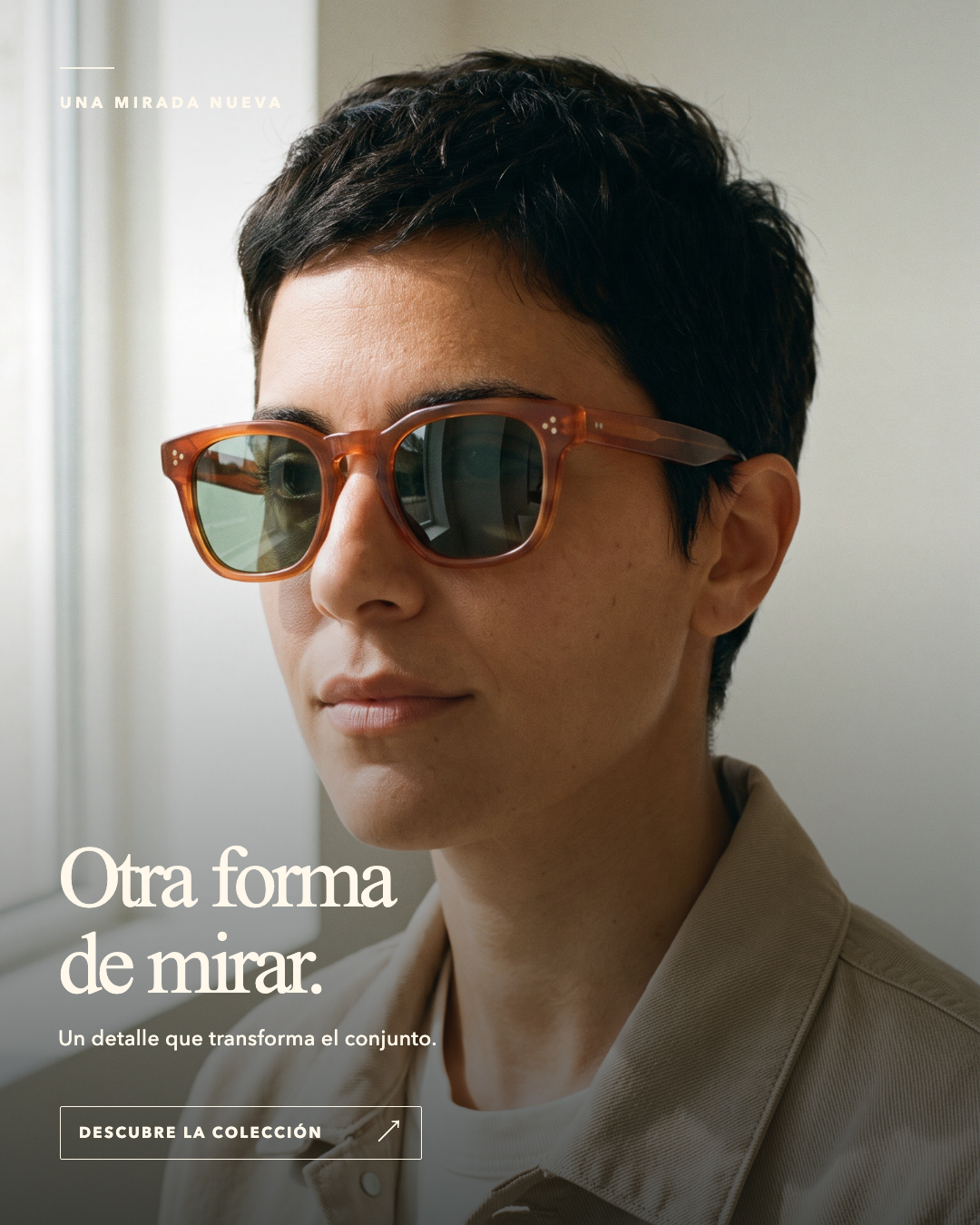 Creatividad estática de retrato con gafas ficticias