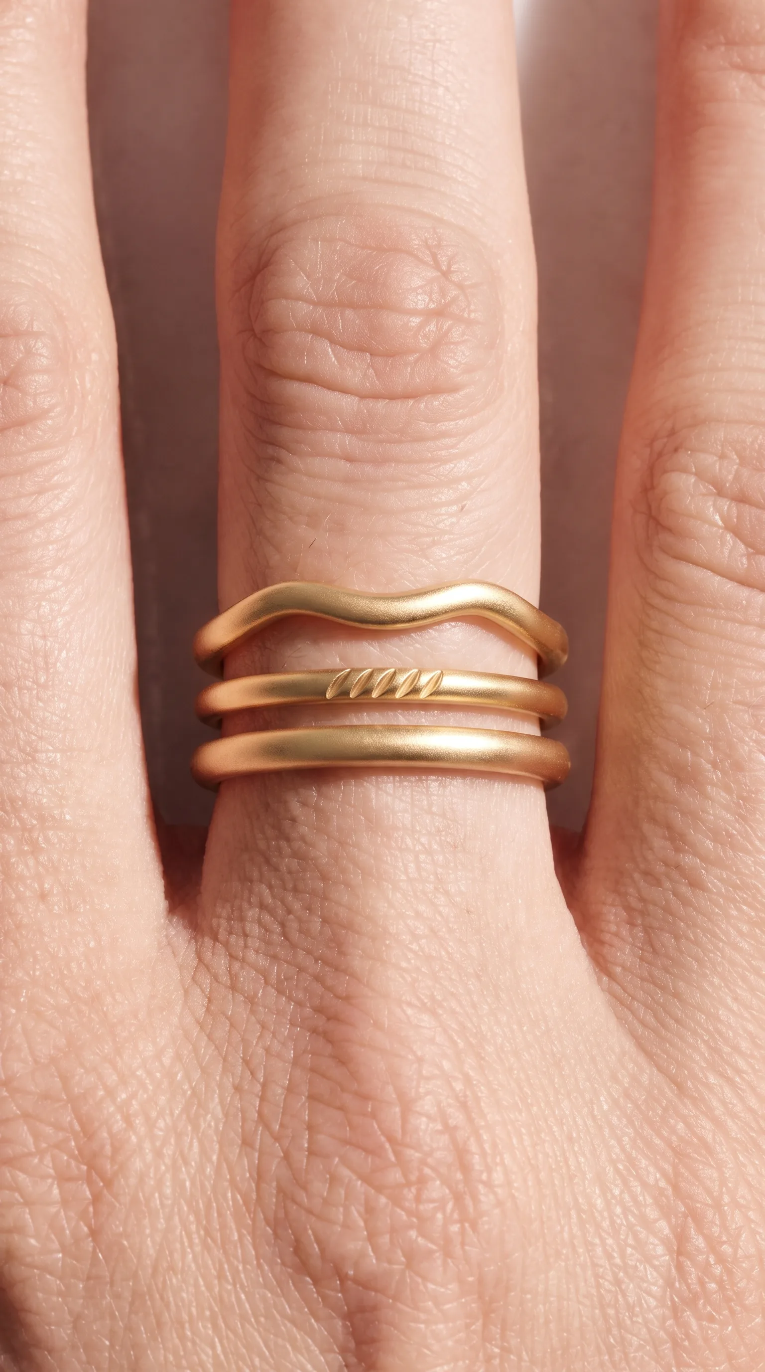 Macro de tres anillos apilados